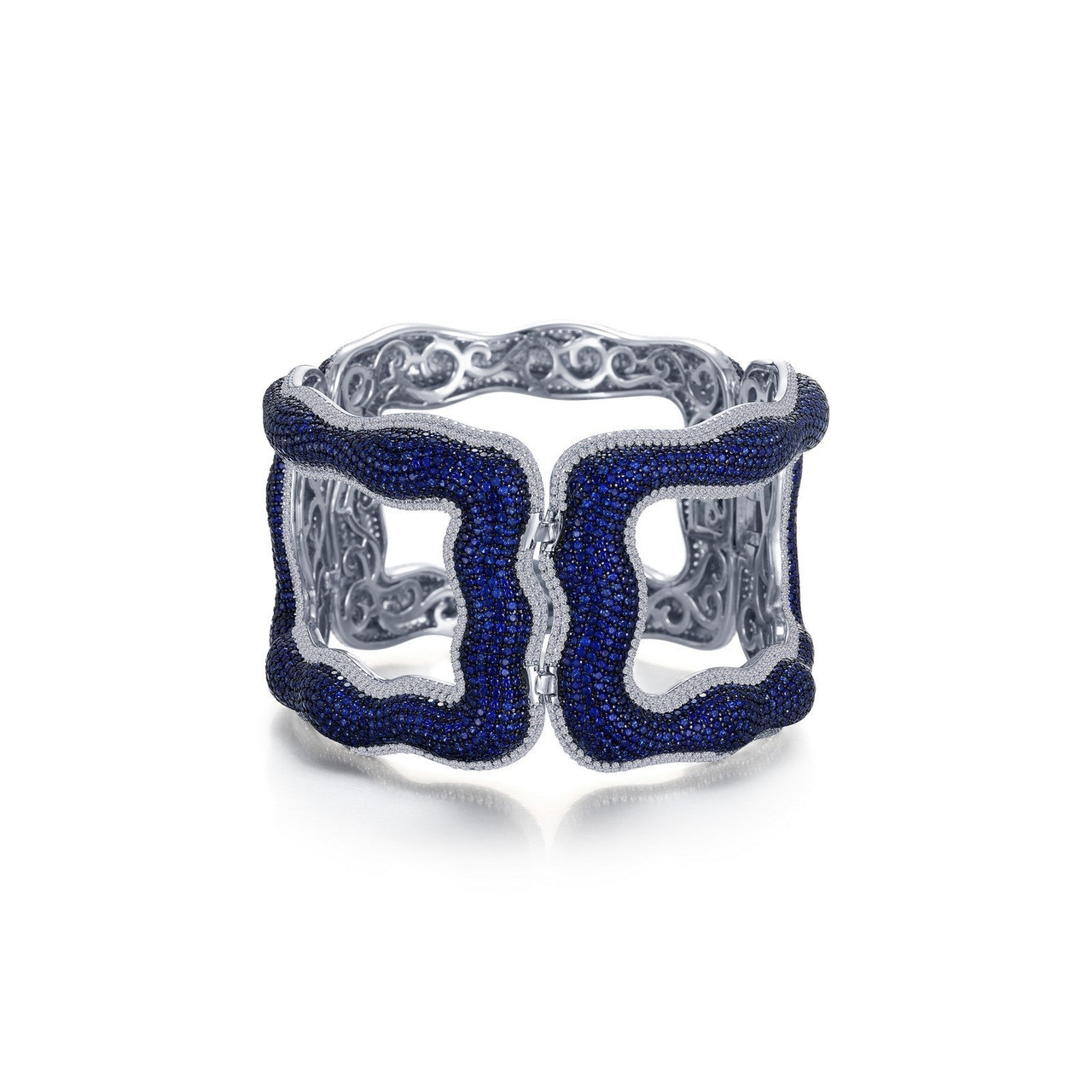 Lafonn Statement Blue Bangle Bracelet Bonded in Platinum